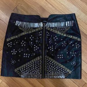 Faux leather, studded mini skirt